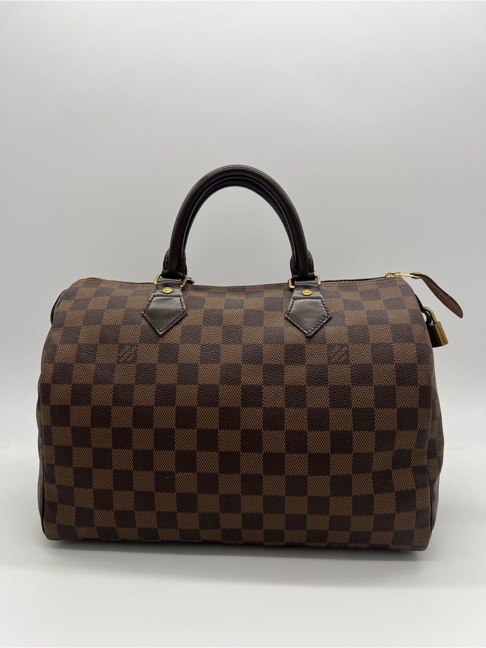 Louis Vuitton Damier Ebene Speedy 30 Handbag | Authentic | Red Interior